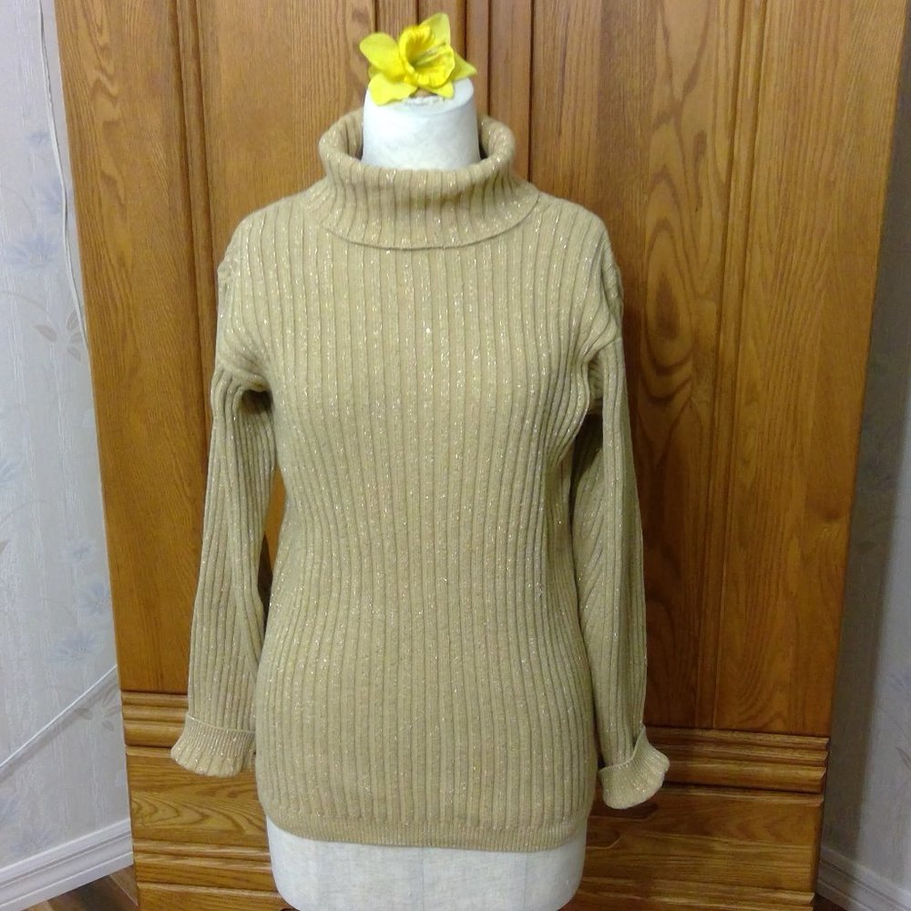 Metallic gold turtle neck sweater